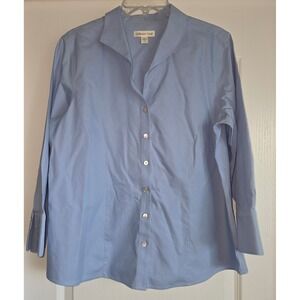 Coldwater Creek Blue Long Sleeve Button Down Blouse Shirt Women's Sz L/14 Office